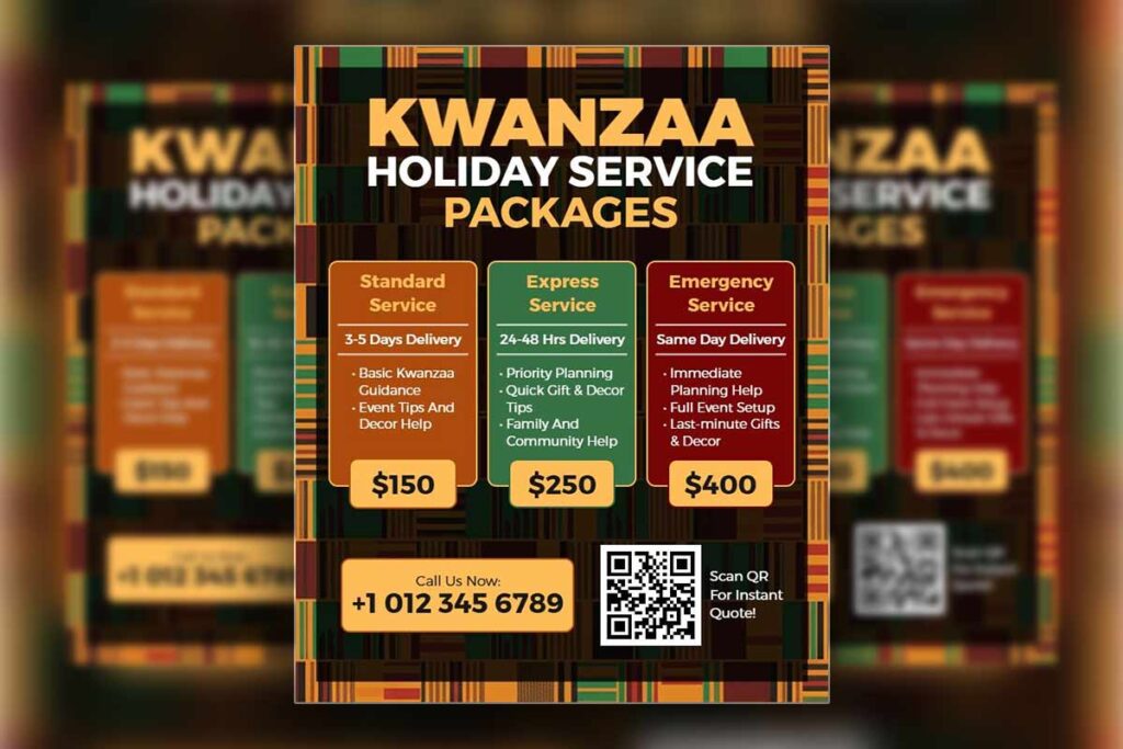 Kwanzaa Holiday Service Packages Flyer Template