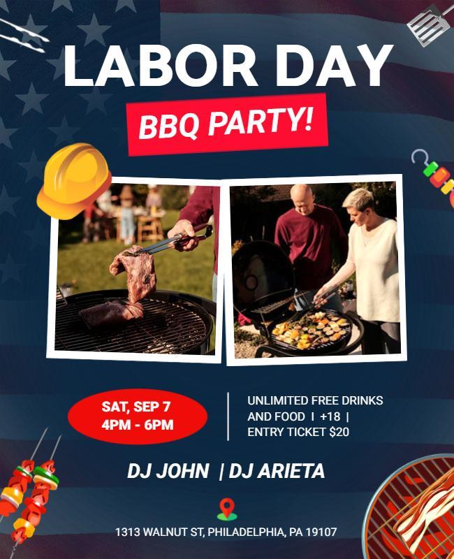 Labor Day BBQ Party Flyer Template