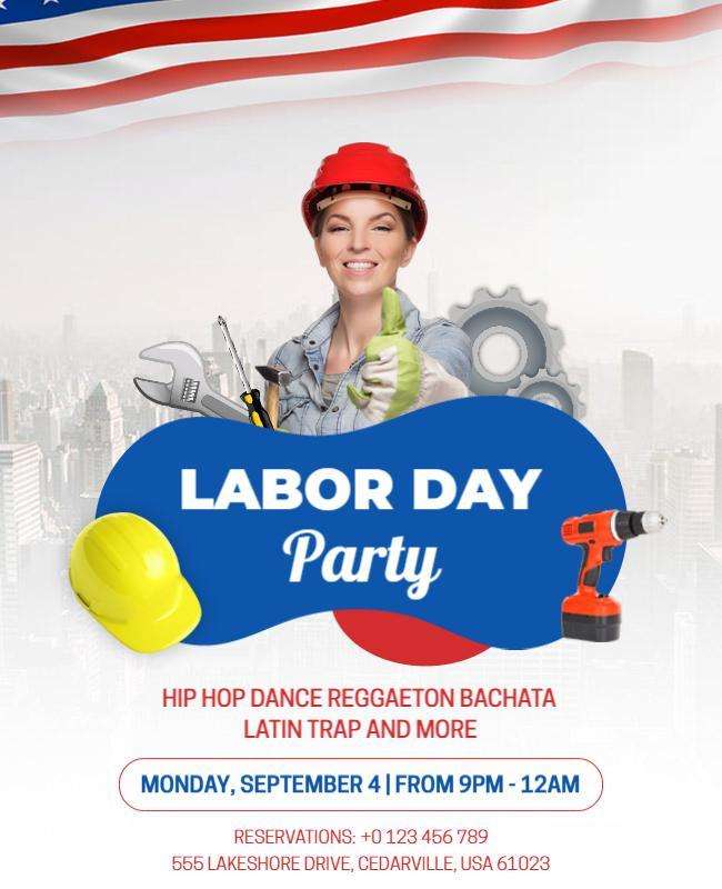 Labor Day Party Celebration Flyers