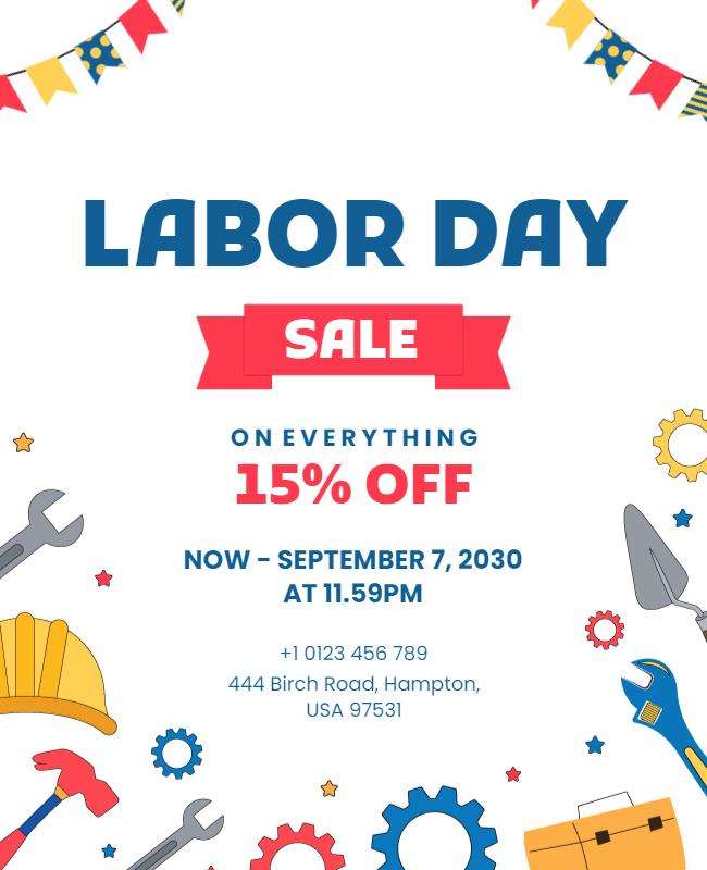 Labor Day Sale Discount Flyer Template