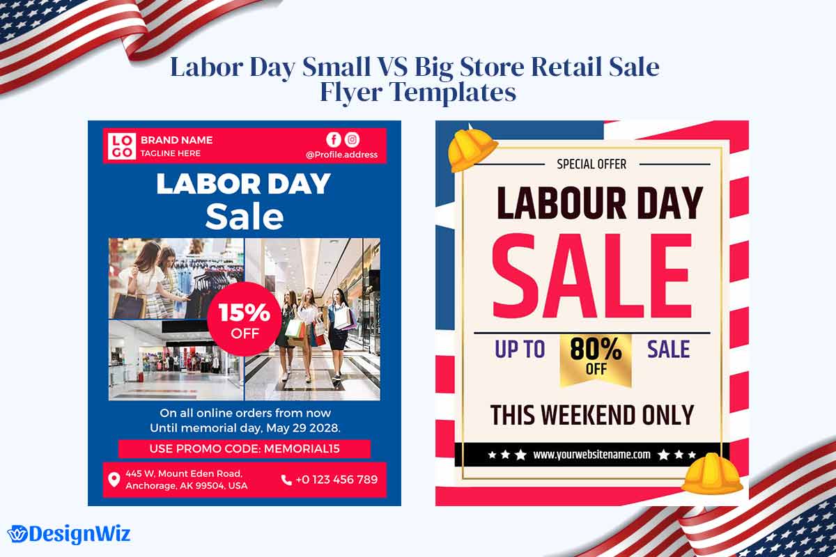 Labor Day Small VS Big Store Retail Sale Flyer Templates