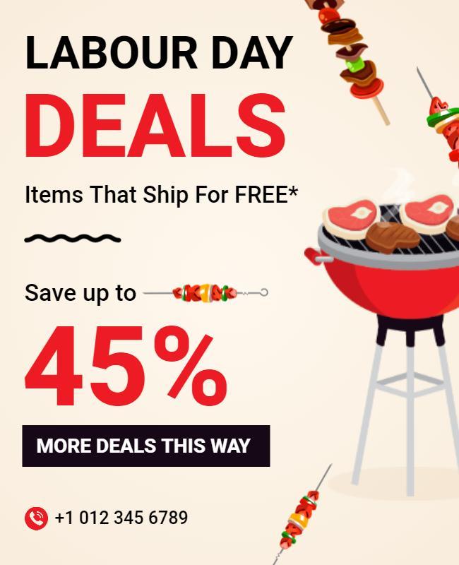 Labor Day Bbq Deals Promotional Flyer Template