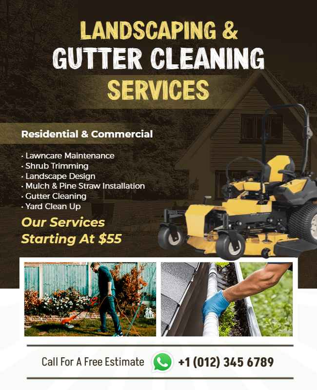 Local business flyer promoting trusted gutter cleaning service with city/neighborhood focus.