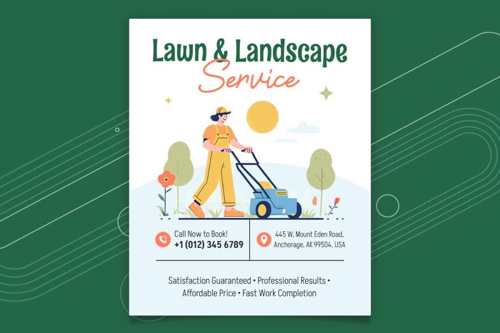 Lawn Care Landscaping Service Flyer Template
