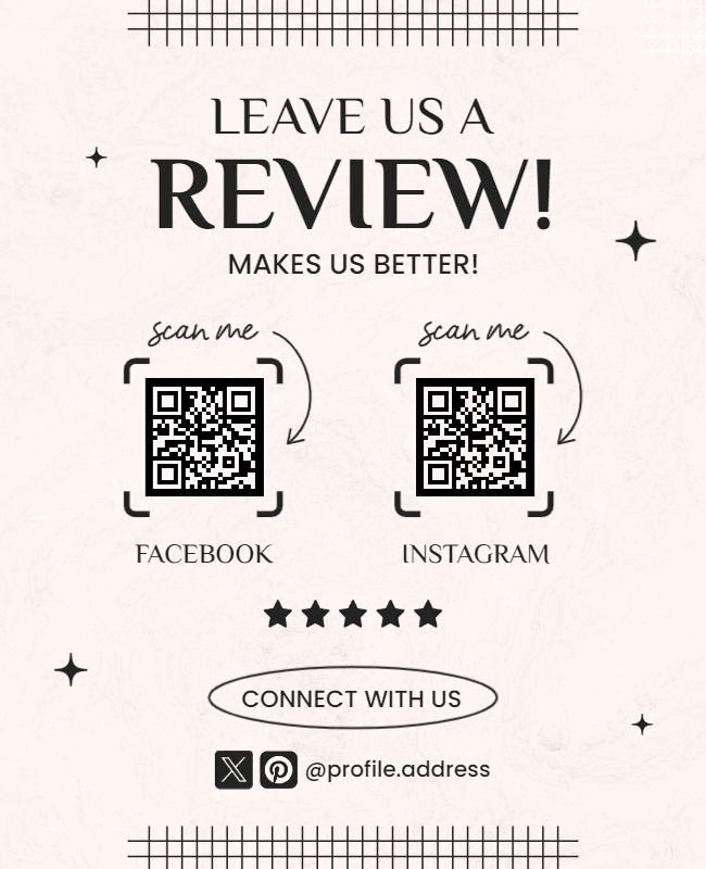 Leave a Review Social Media Engagement Flyer to Encourage Positive Feedback