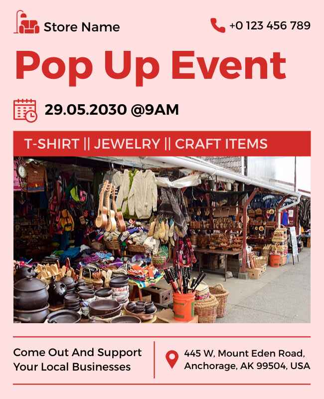 Local Vendor Pop-Up Market Event Flyer Template