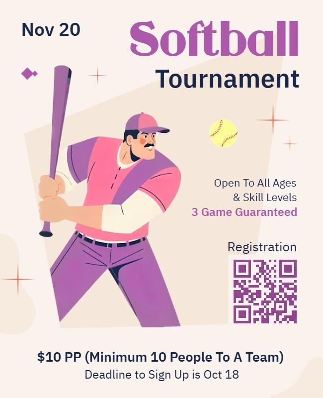 Illustrated Local Weekend Softball Tournament Event Flyer