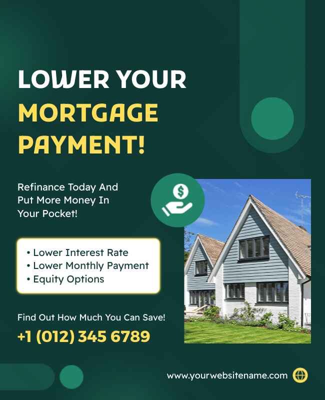 Mortgage flyer offering solutions to lower payment costs, presented with engaging visuals.