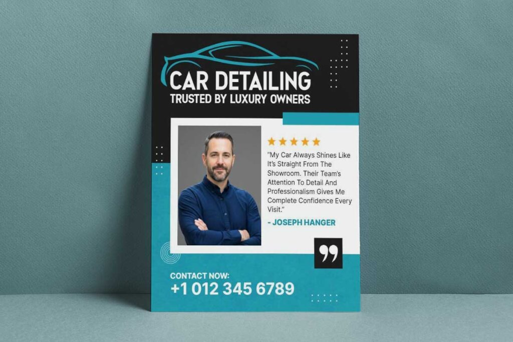 Luxury Car Detailing Testimonial Flyer Template