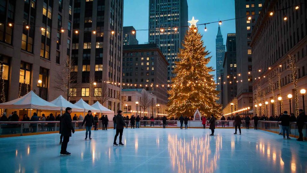 Luxury Cinematic Christmas Tree Night Scene Wallpaper