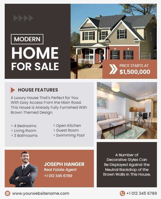 Luxury Home Sale Real Estate With Agent Flyer Template