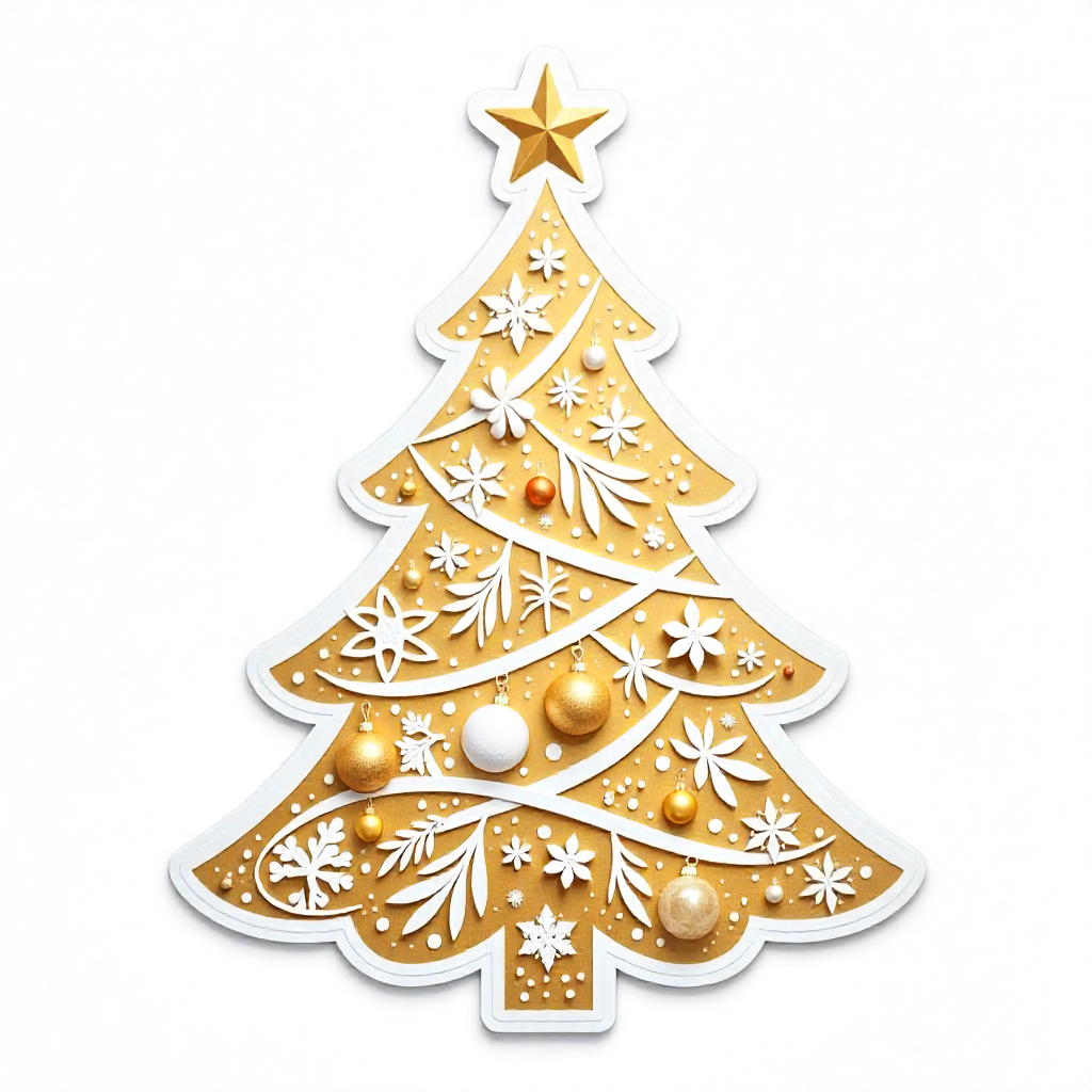 Golden Luxe Christmas Tree Sticker