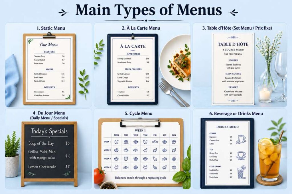 main types of menu design