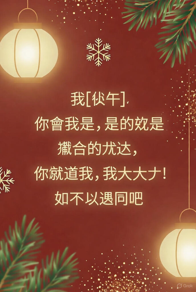 Mandarin Chinese Personal Christmas Wish