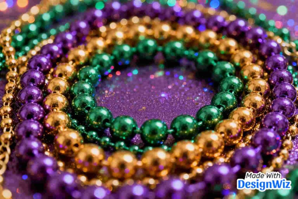 mardi gras image beads fleur de lis medallions