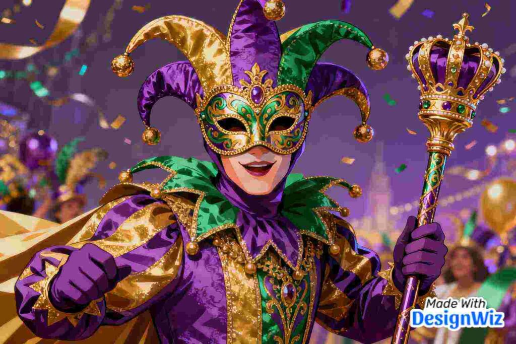 mardi gras image with court jester