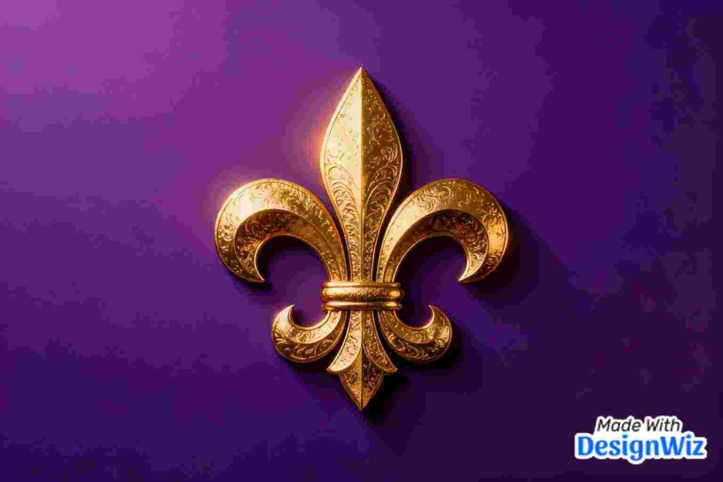 mardi gras image with gold fleur de lis symbol