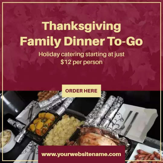 Maroon Floral Thanksgiving Family Dinner Instagram Post