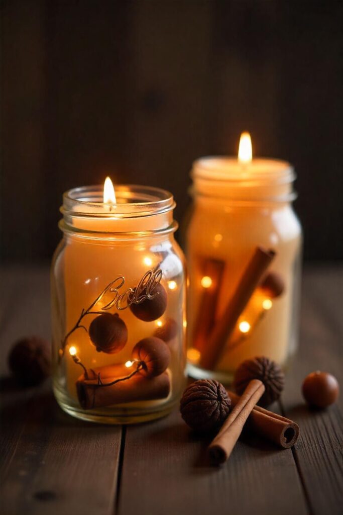 Mason Jar Candle Thanksgiving DIY Decoration Pin Image