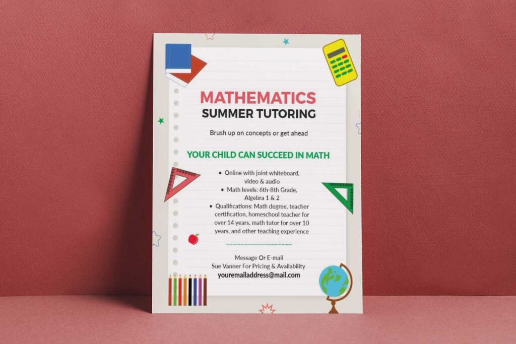Mathematics Summer Tutoring Program Flyer Template