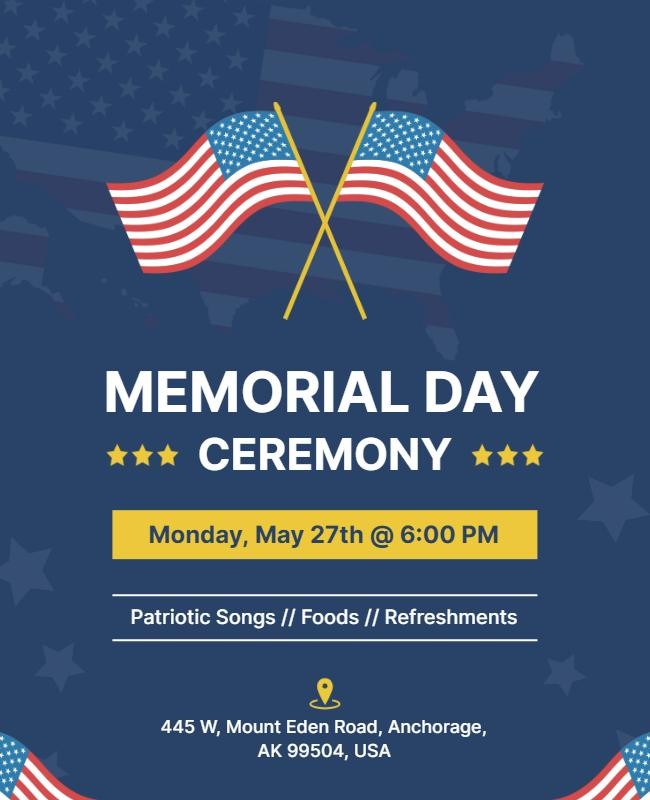 Memorial Day Ceremony Event Flyer Template.








