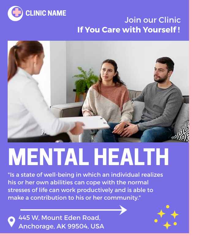 General mental health flyer template with a clean and approachable design.