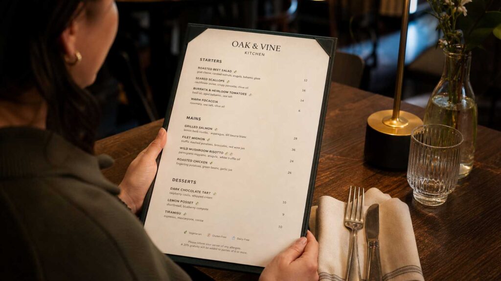 menu design tips for better customer experience