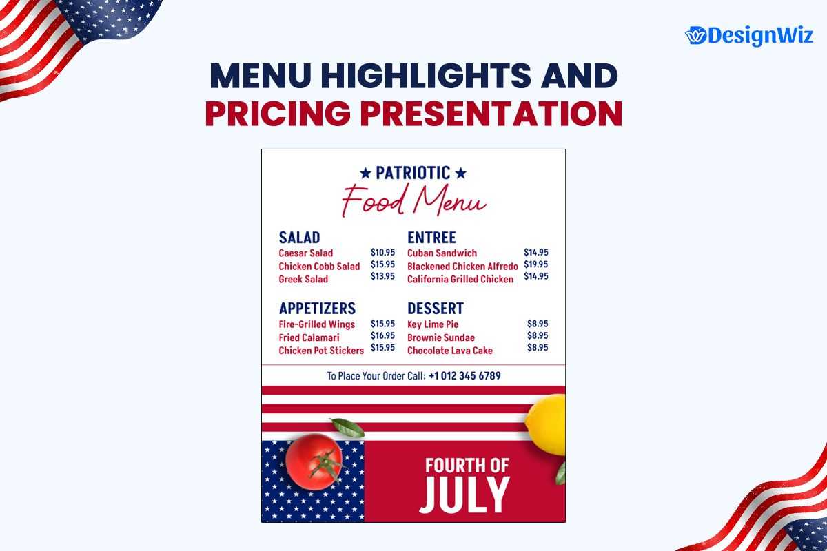 
Menu Highlights and Pricing Presentation