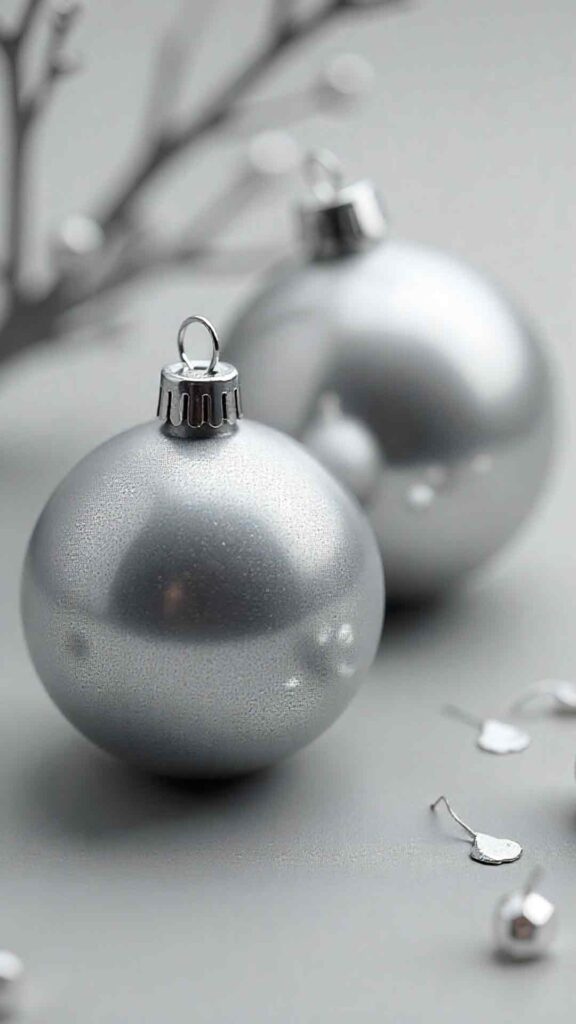Metallic Silver Ornament Close-up Background