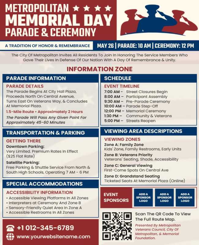 metropolitan memorial day parade flyer template