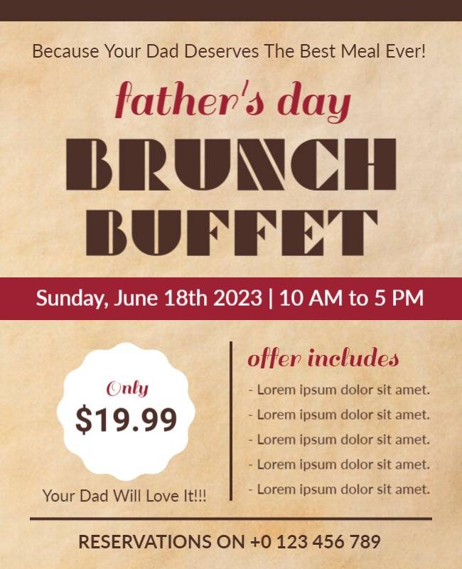 mexican red and brandy fathers day flyer template