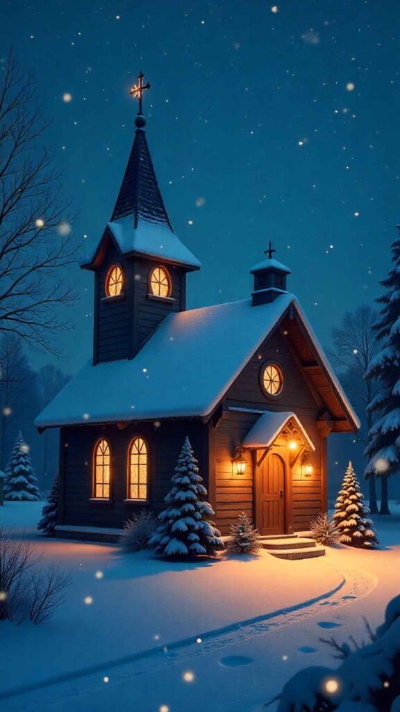 Midnight Mass Christmas Scene Wallpaper