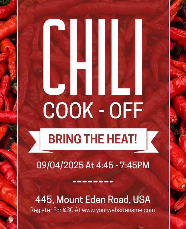 Milano Red Chili Cook-Off Flyer Template