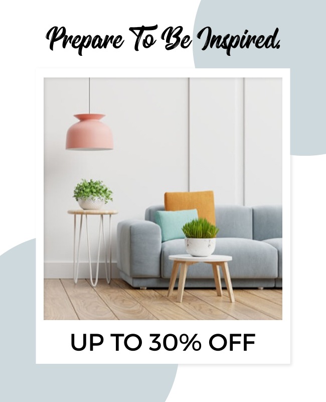 Minimalist flyer with clean design and modern furniture.