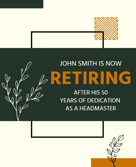 Minimal Headmaster Retiring Flyer