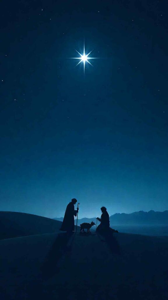 Minimal Religious Christmas Wallpaper Featuring Bright Star Of Bethlehem Shining