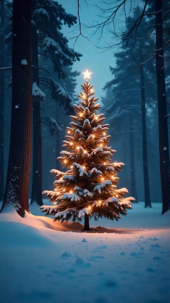 Minimal Silent Snow Forest Scene Wallpaper