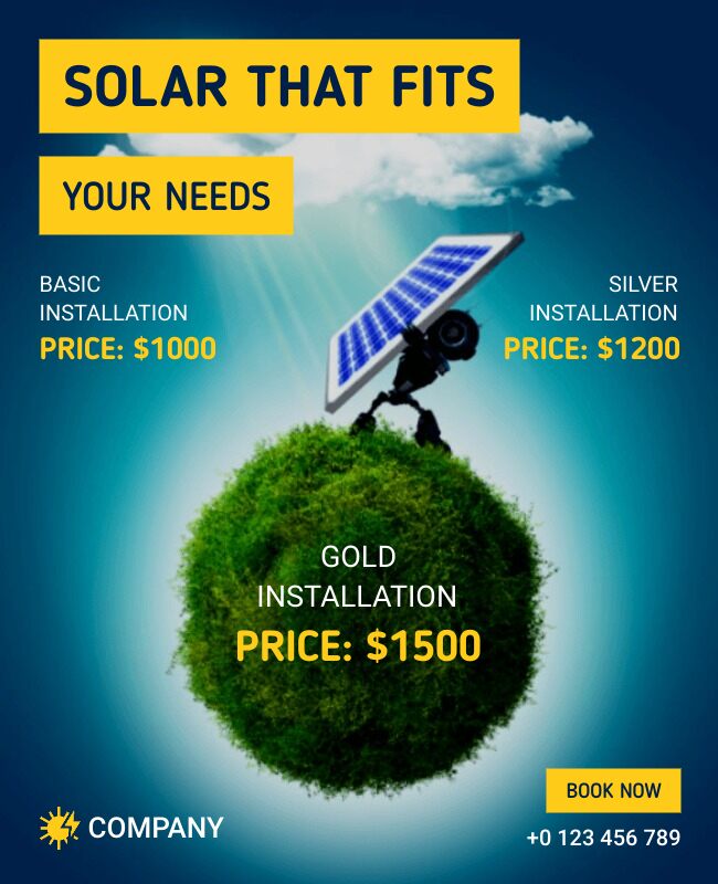 Sleek and minimal design for a solar energy flyer.