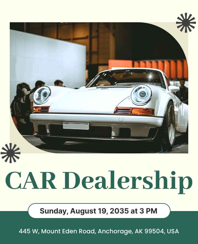 Minimalist car dealership flyer with clean and modern design.