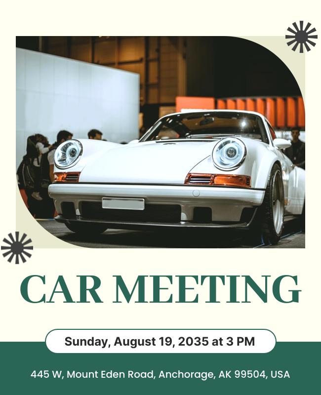 Minimalist Car Meet flyer with a clean design and essential event details