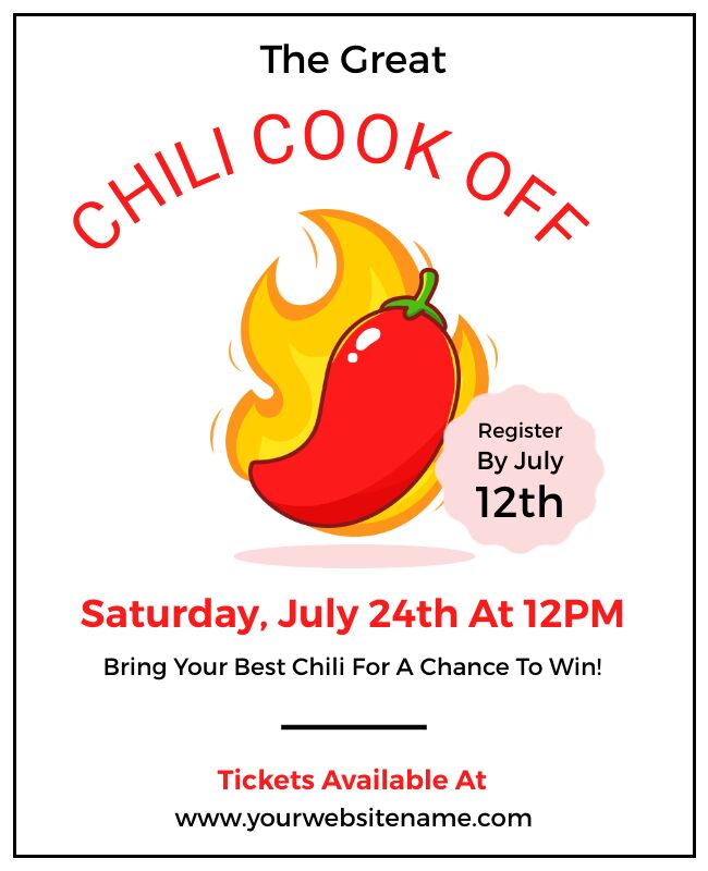 Minimalist Chili Cook-Off Flyer Template