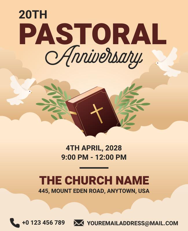 Minimalist Church Pastoral Anniversary Celebration Flyer Template