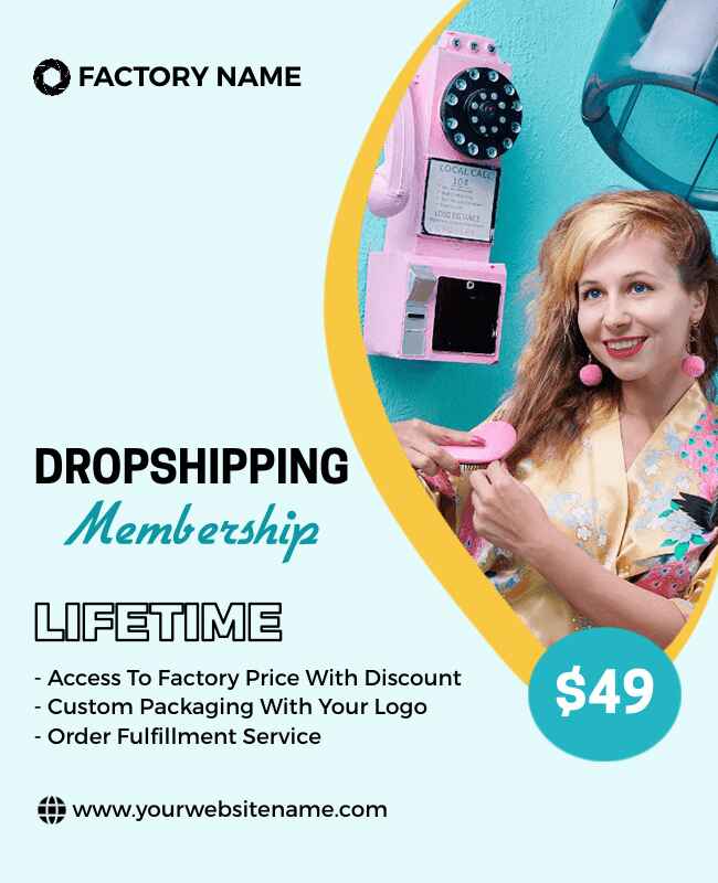 Minimalist dropship membership flyer template with clean, modern design.