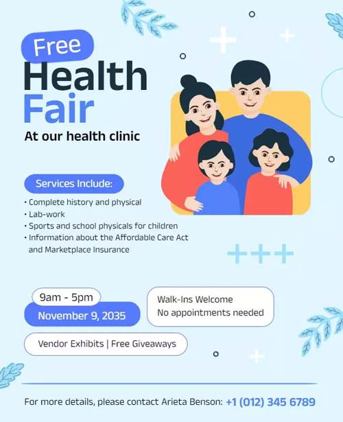 Minimalistic And Simple Flyer Design For A Health Fair Event With Clean Layout