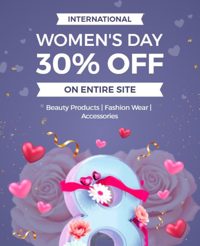 Minimalist Flyer for International Women’s Day Sale Promotion