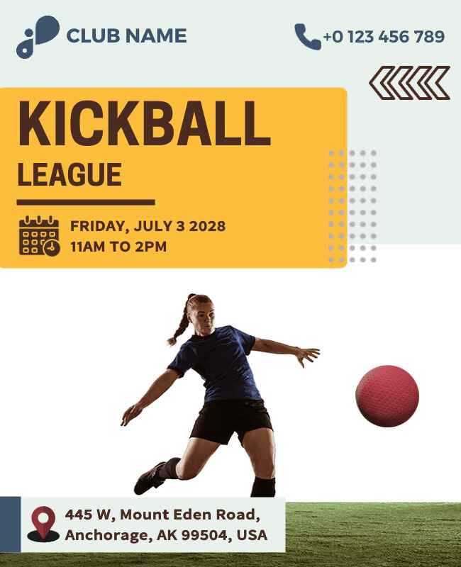 Minimalist Kickball League Flyer Template