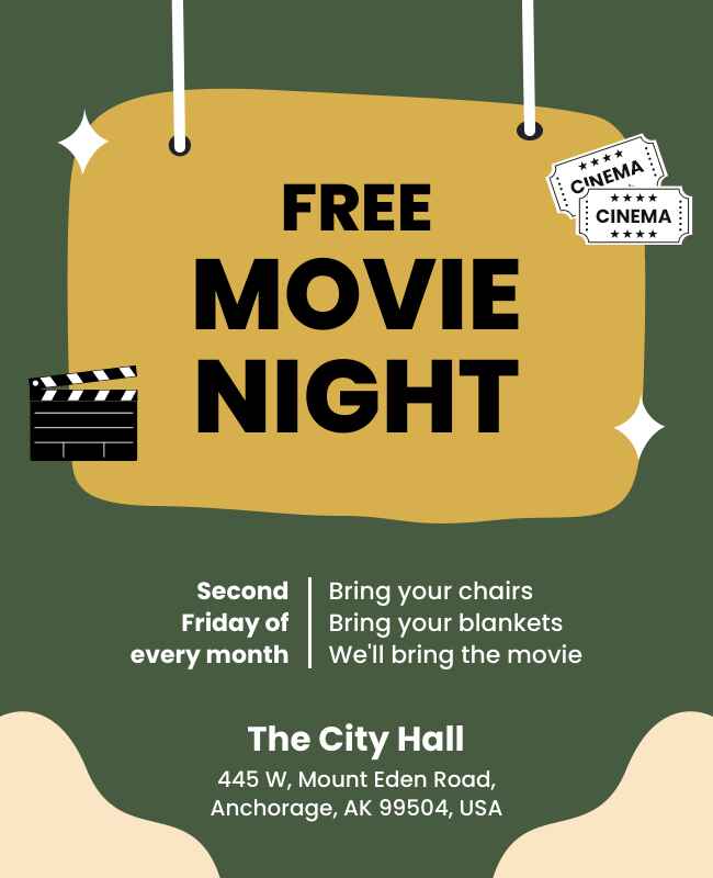 Minimalist Movie Night Flyer Template