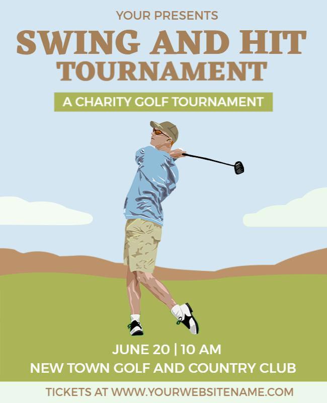 Minimalist Swing Hit Golf Tournament Flyer