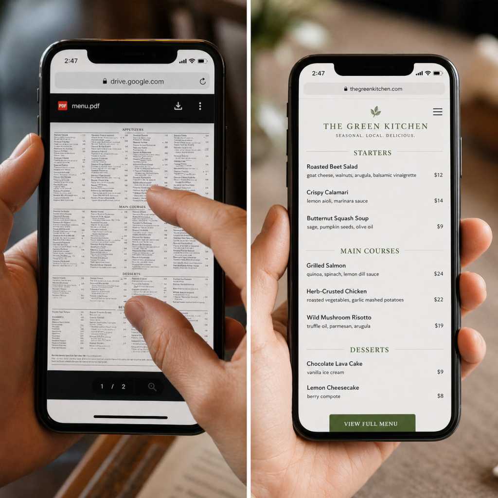 mobile and digital menu readability
