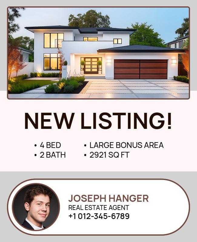 Modern Coastal Home For Sale Listing Flyer Template
